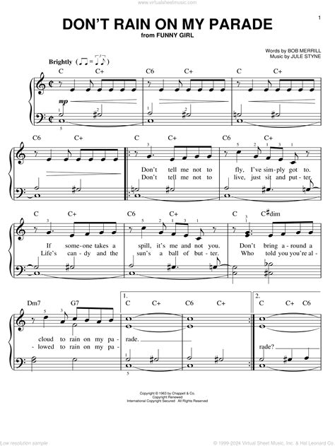 Merrill Don T Rain On My Parade Sheet Music For Piano Solo