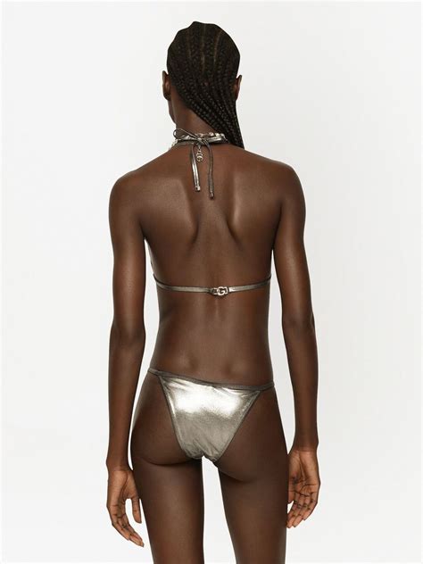 Dolce Gabbana Kim Dolce Gabbana Dg Logo Triangle Bikini Silver