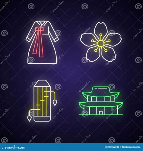 Gyeongbok Palace Neon Light Icon Cartoon Vector Cartoondealer