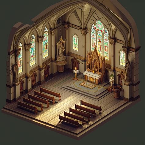 Premium Photo Arafed View Of A Church With A Altar And Stained Glass Windows Generative Ai