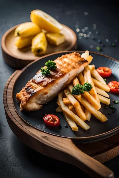 Un Plato De Pescado A La Parrilla Con Una Guarnici N De Papas Fritas