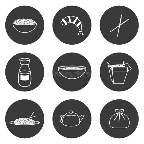 Asian Food Theme Set Simple Icons Stock Illustrations 11 Asian Food