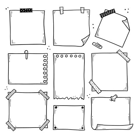 Hand Drawn Set Of Paper Memo Sticky Doodle Vector Art At Vecteezy