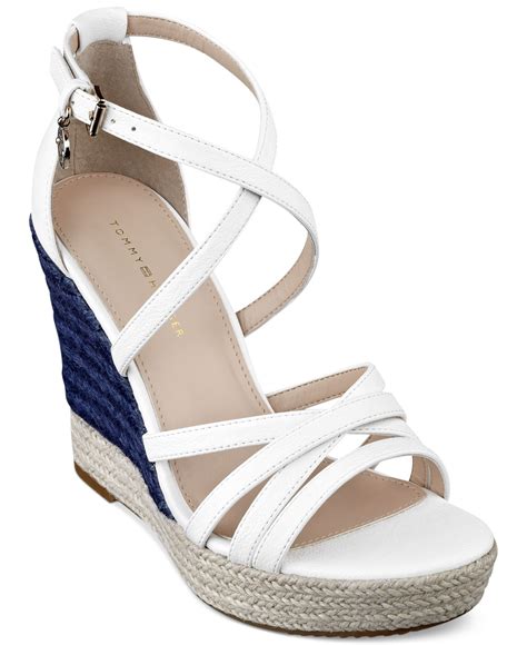 Tommy Hilfiger Women S Venitia Platform Wedge Sandals In White Lyst