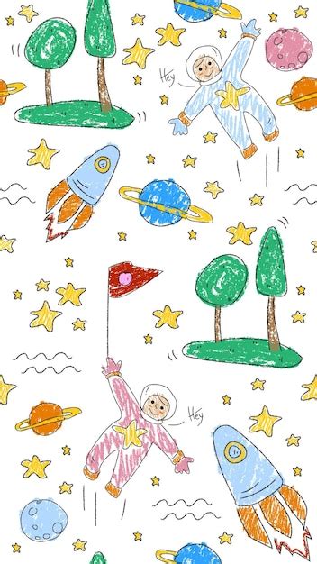 Enfant coloré dessin fond d écran thème de l espace sans couture