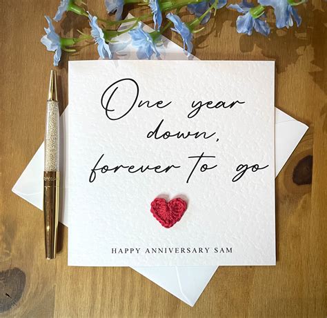 First Anniversary Card One Year Down Forever To Go Etsy Canada