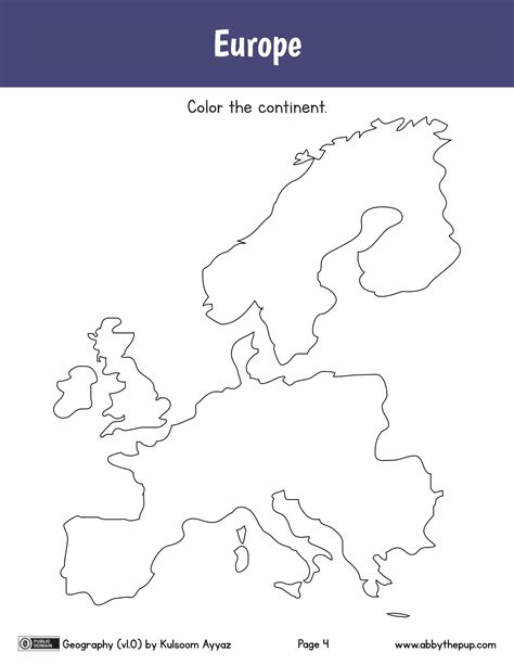 Europe Continent Coloring Worksheet Free Printable Puzzle Games