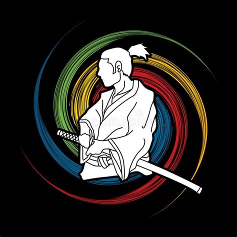 Samurai Ready To Fight Action Graphic Vector Stock Vector