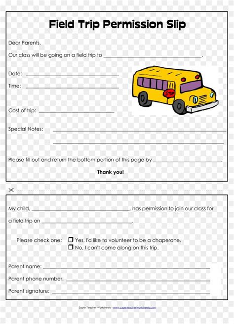 Field Trip Permission Slip Template Form Templates - Printable Field ...