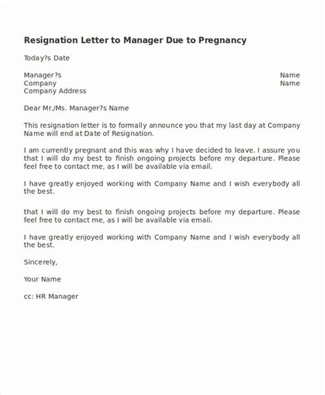 Maternity Leave Resignation Letter