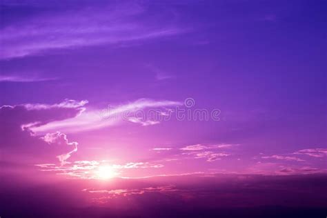 Purple sky of sunrise. Purple sky of sunrise in the dawn. First light ...