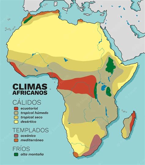 Mapa De Continente Africano Con Division De Climas Por Colores 프리미엄 벡터