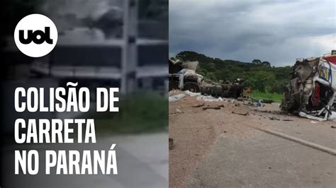 Vídeo mostra acidente em que carreta desmancha no Paraná duas