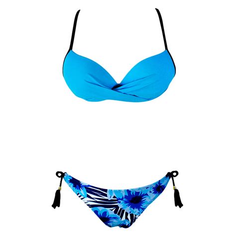 OAVQHLG B Women Sexy Underwire Padded Printed Backless Bikini Split