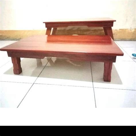 Jual Meja Lesehan Kaki Lipat Jumbo Full Kayu Solid Ukuran 100 X 100 X