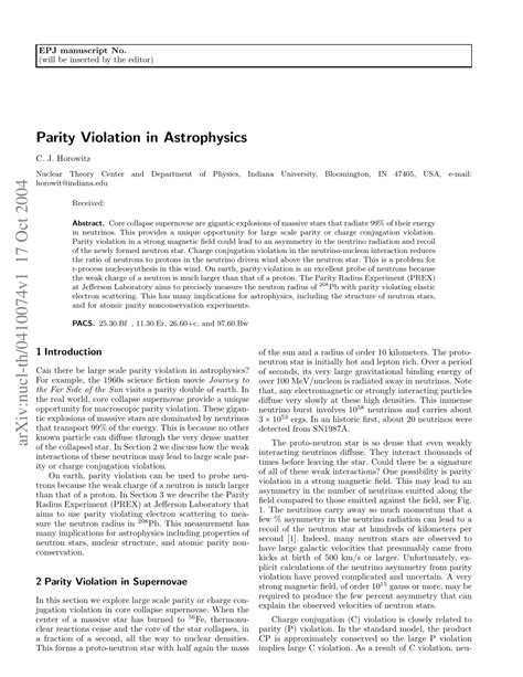 parity violation  astrophysics