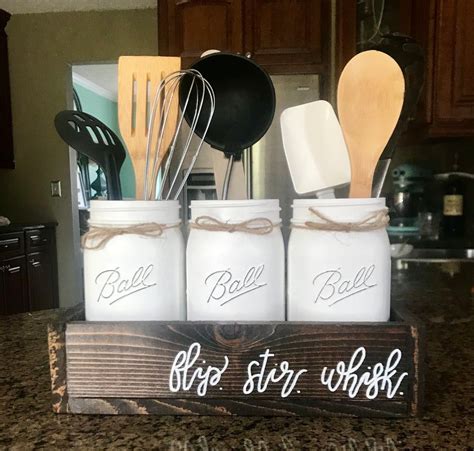 Flip Stir Whisk Mason Jar Utensil Holder The Sassy Peach Mason