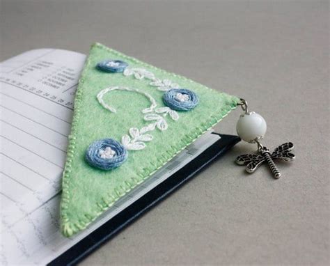 Felt Corner Bookmark Personalized Custom Initial Bookmark Charm