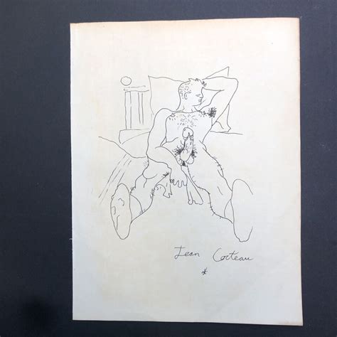 Jean Cocteau Original Drawing On Paper Gay Interest Erotic Male Nude