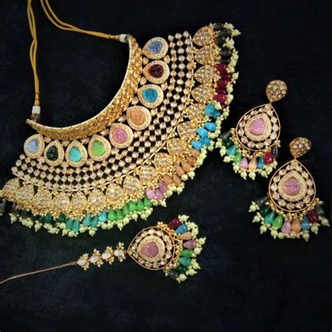 Golden Brass Kundan Bridal Jewelry Set At Rs Set In Mumbai Id