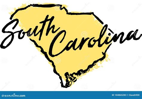 Hand Drawn South Carolina State Design Stock Vector Illustration Of