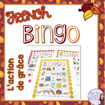 French Thanksgiving Bingo Jeu Pour L Action De Gr Ce Tpt