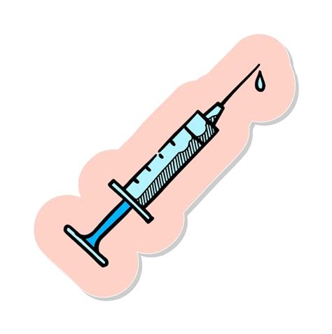 Premium Vector Hand Drawn Syringe Icon Medical In Sticker Style