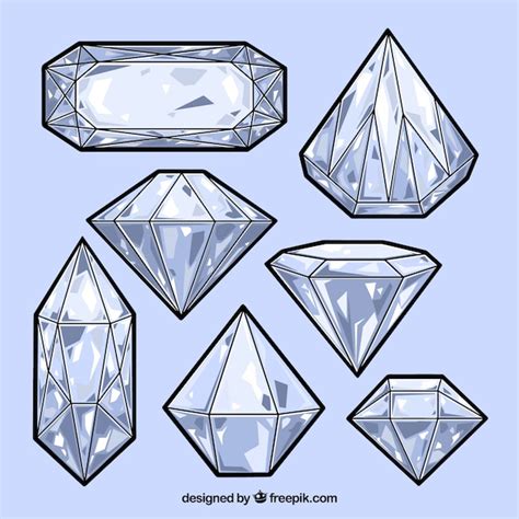 Set De Diamantes Dibujados A Mano Vector Gratis