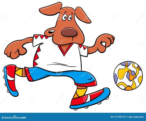 Dog Football Player Cartoon Character Stock Vector Illustration Of