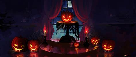 Halloween Spooky Pumpkins 4K wallpaper download