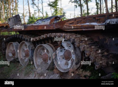 The Smashed And Burned Modern Tank Of The Russian Army In Ukraine In