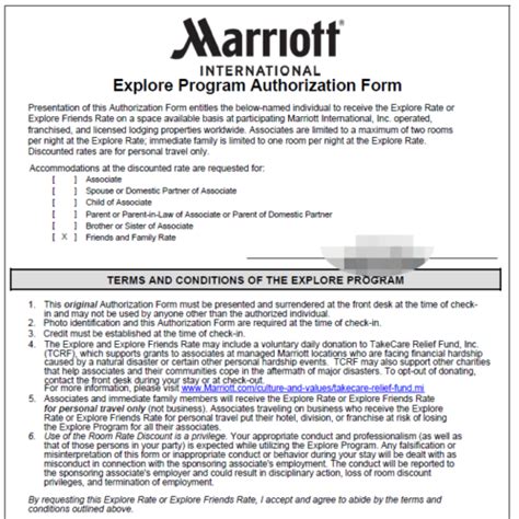 Marriott Explorer Friends Rate Mmf Form For All Marriott Hotels Valid