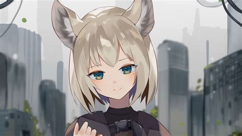 Anime White Wolf Girl With Blue Eyes