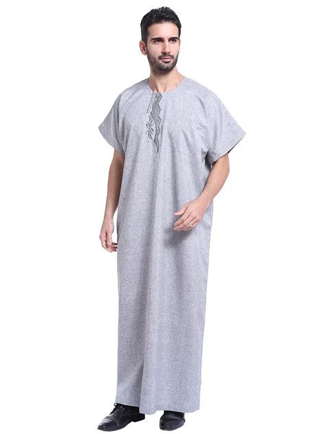 Muslim Thobe For Men Jubba Mens Cotton Omani Arab Robe Islamic Clothes