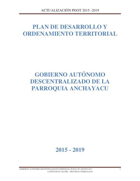 Pdf Plan De Desarrollo Y Ordenamiento Territorial Actualizaci N