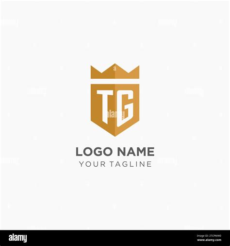 Monogram TG Logo With Geometric Shield And Crown Luxury Elegant