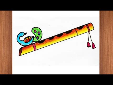 How To Draw Flute Of Krishna Bansuri Drawing Colour Full Drawing