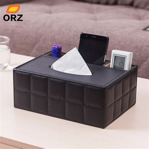 ORZ Multifunctional Tissue Holder Box PU Leather Tissue Paper Storage ...