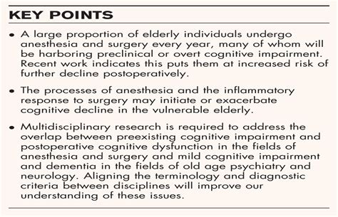 Cognitive Decline Associated With Anesthesia And Surgery In Current Opinion In Psychiatry