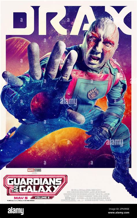 Guardianes De La Galaxia Vol 3 Cartel De Personaje Estadounidense Dave Bautista Como Drax