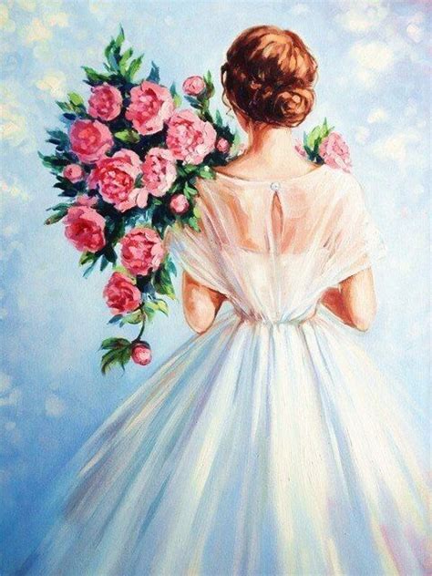 Pin By Farzana Barde On Beautiful Pin Pics Painting Of Girl Flower