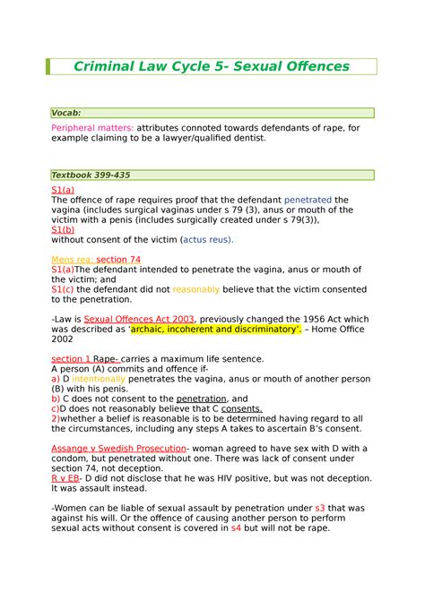 Criminal Law Cycle Sexual Offences Criminal Law Cycle 5 Sexual