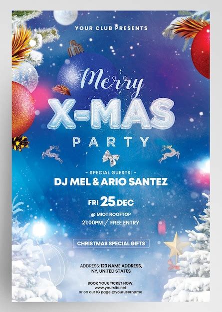 Modelo De Folheto Festa Feliz Natal Neve Psd Premium