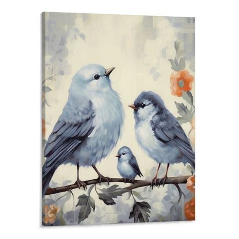 Creowell Bathroom Decor Bird Wall Art Love Birds Pictures Print On