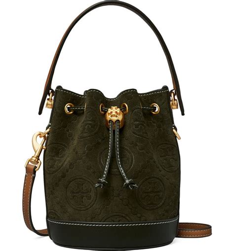 Tory Burch T Monogram Mini Embossed Suede Bucket Bag Nordstrom