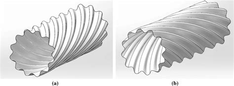 Helically Corrugated Wavy Wall A Anticlockwise Rotation And B