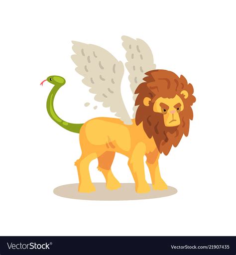 Winged lion ancient mythical creature cartoon Vector Image