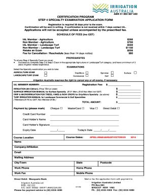 Fillable Online Irrigation Org Step Specialty Examination Application