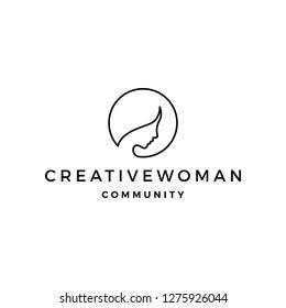 Woman Logo Vector Icon Illustration Line Stock Vector Royalty Free