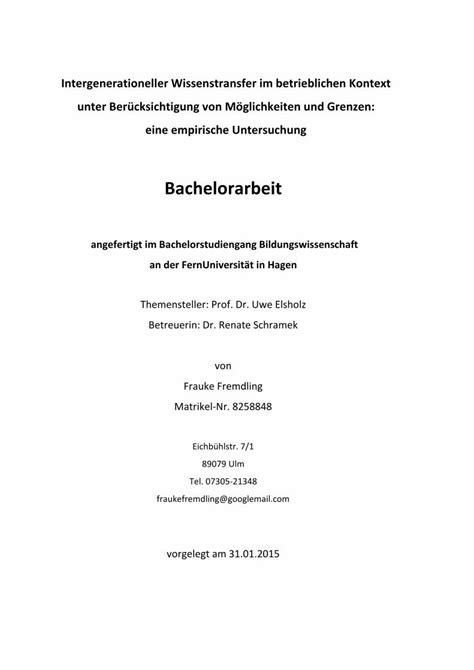 Pdf Bachelorarbeit Fernuni Hagen De Intergenerationeller